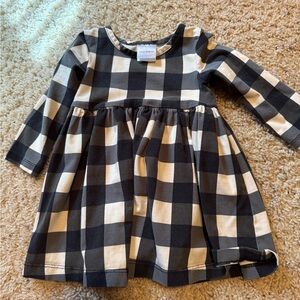Hanna Andersson Black and Cream Check Long-Sleeve Dress